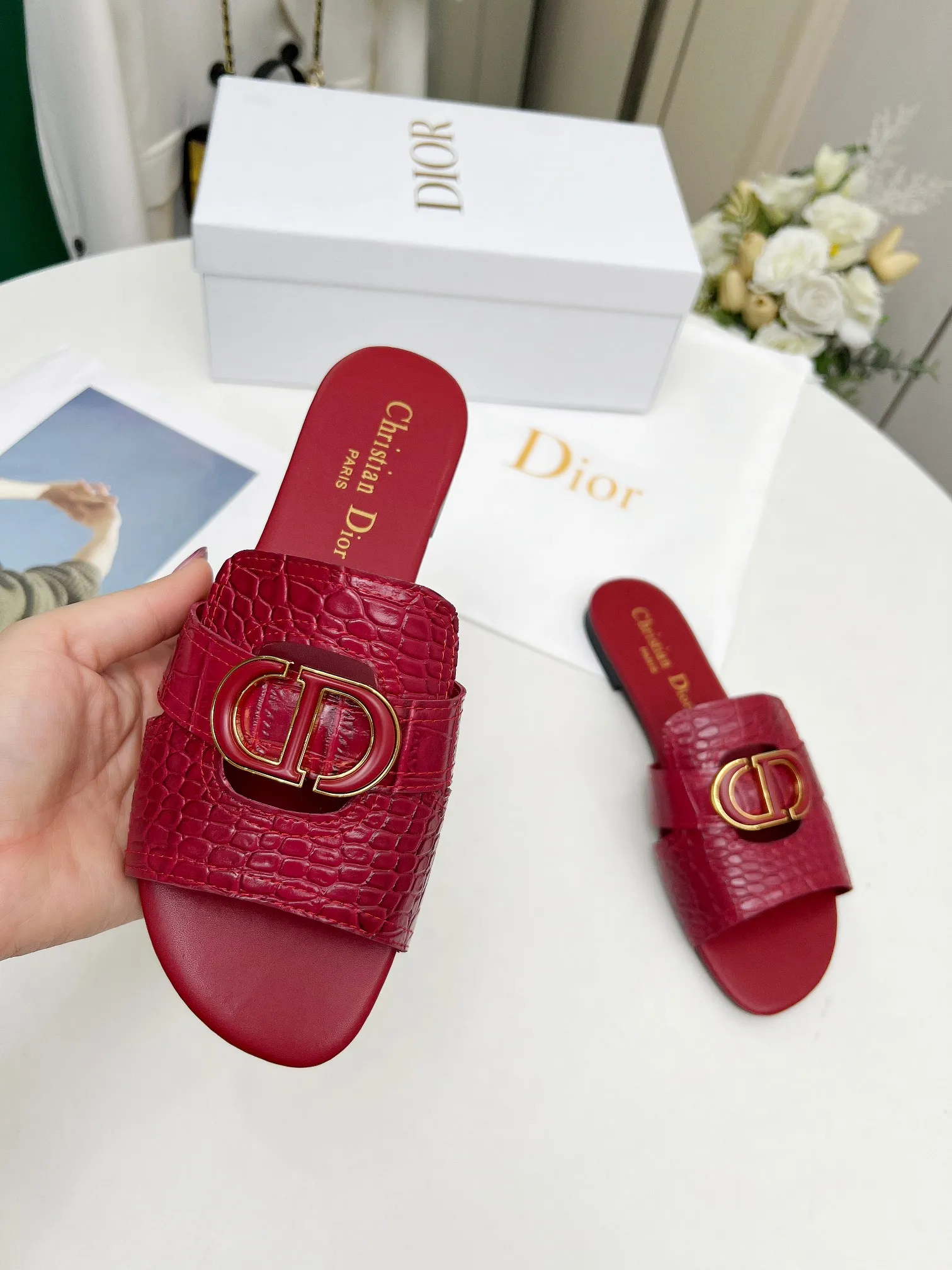 👟👟Ex-factory price 360👟👟 Genuine leather base +30 Dior spring and summer new model 6 colors optional code size 35-42